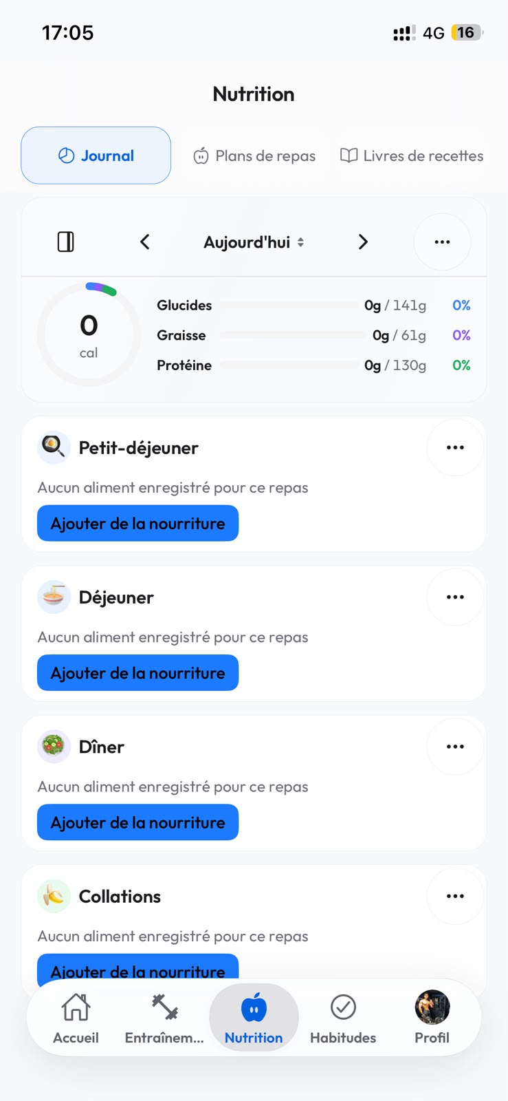 FitnScale mobile app: Nutrition journal