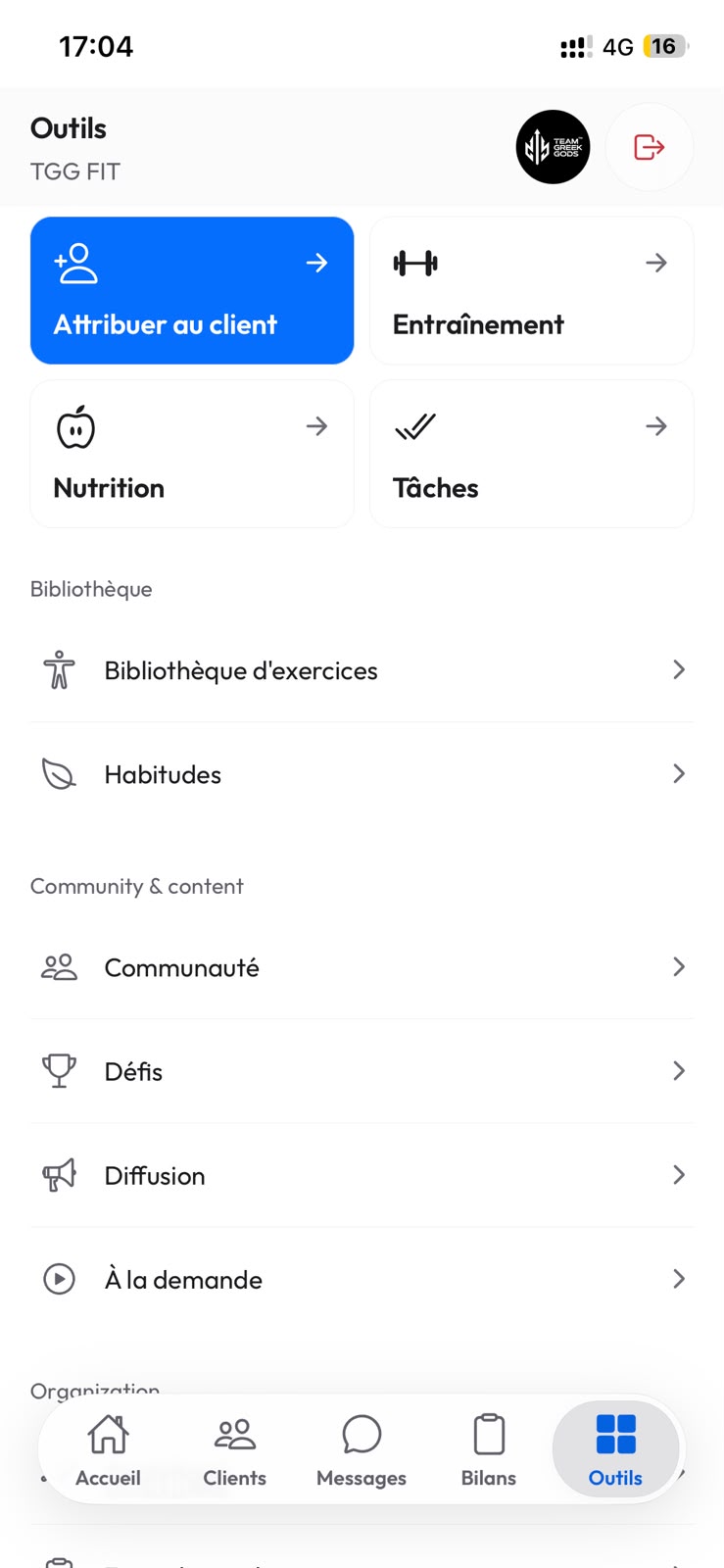 FitnScale mobile app: Coach tools